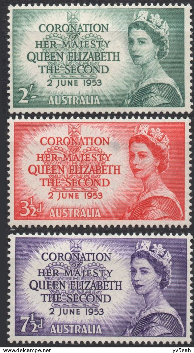 AUSTRALIA/1953/MH/SC#259-61/QUEEN ELIZABETH II CORONATION ISSUE/ QEII / FULL SET - Ungebraucht