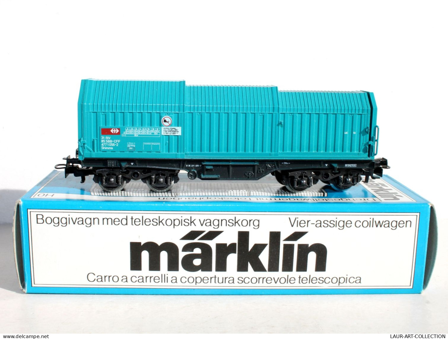 MARKLIN HO N°4687 WAGON A CAPOT TELESCOPIQUE, SBB CFF, TRANSPORT MARCHANDISE MINIATURE TRAIN MODELISME FERROVIAIRE (1018 - Goods Waggons (wagons)