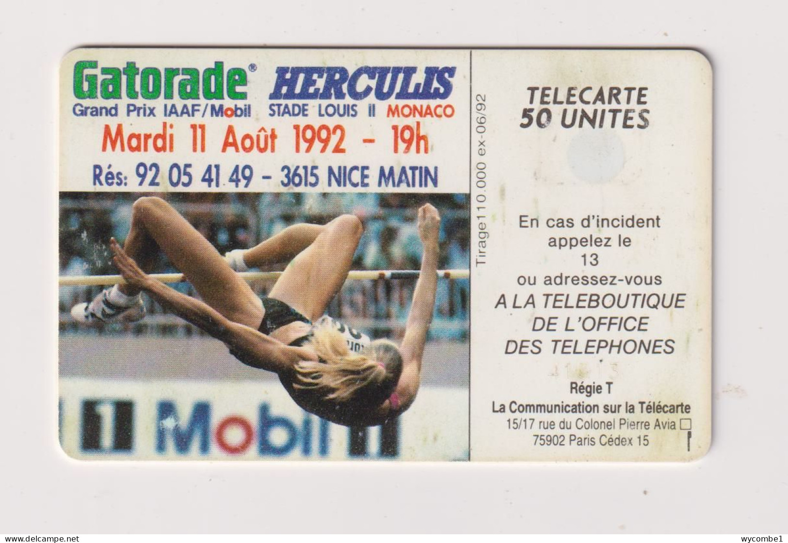 MONACO - Athletics Chip Phonecard - Mónaco