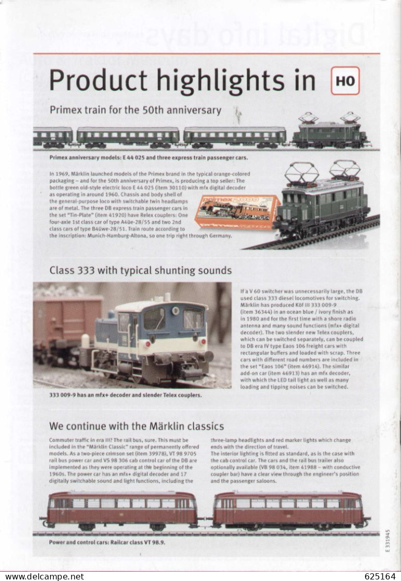 Catalogue MÄRKLIN 2019 .02 Insider Club News - Modell  V 320 001 - Anglais