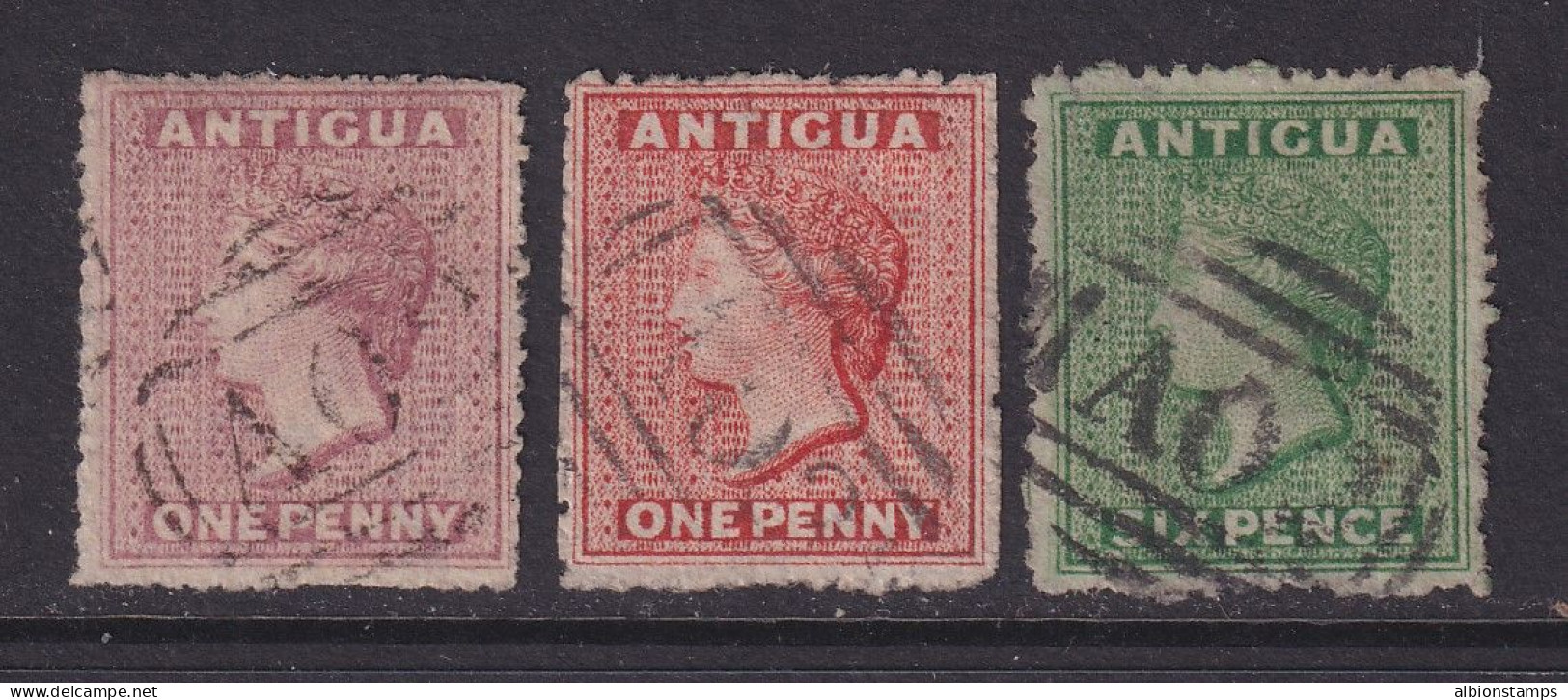 Antigua, Scott 2-4 (SG 5, 7-8), Used - 1858-1960 Kronenkolonie