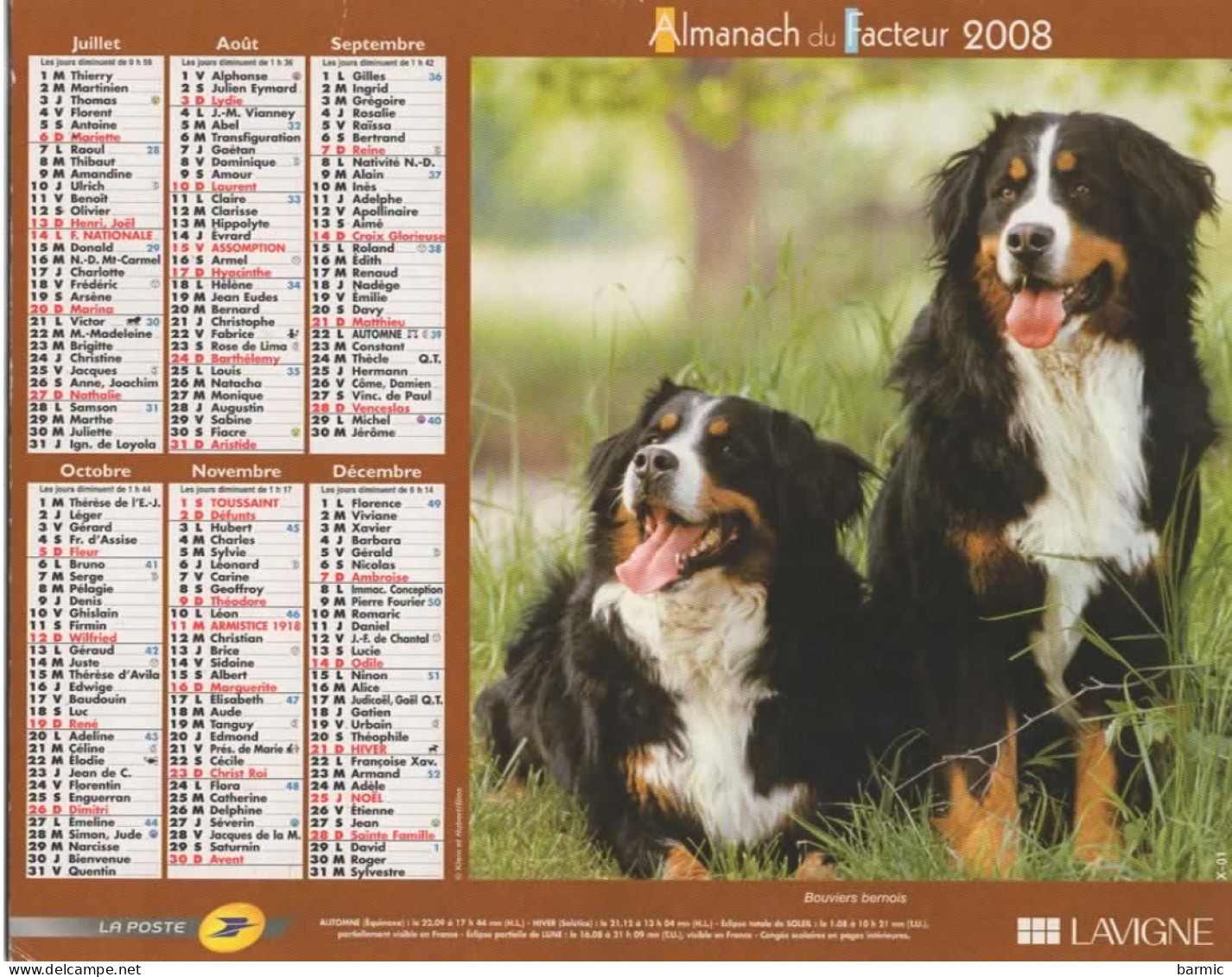 CALENDRIER ANNEE 2008, COMPLET, CHIENS COULEUR REF 14404 - Grossformat : 2001-...