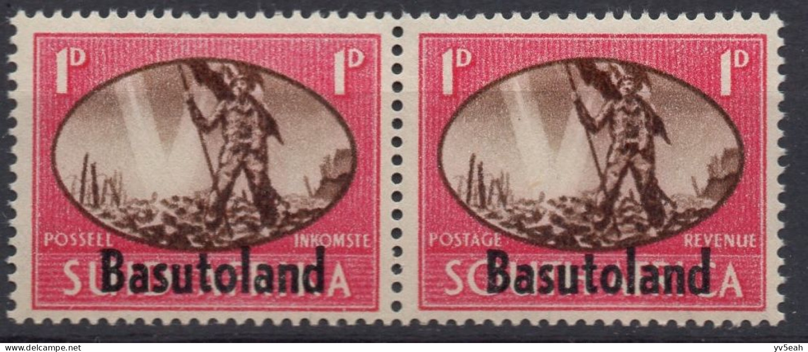 BASUTOLAND/1938/MH/SC#29/SOUTH AFRICA OVERPRINTED IN ENGLISH / PAIR / 1P / NO GUTTER - 1933-1964 Colonie Britannique