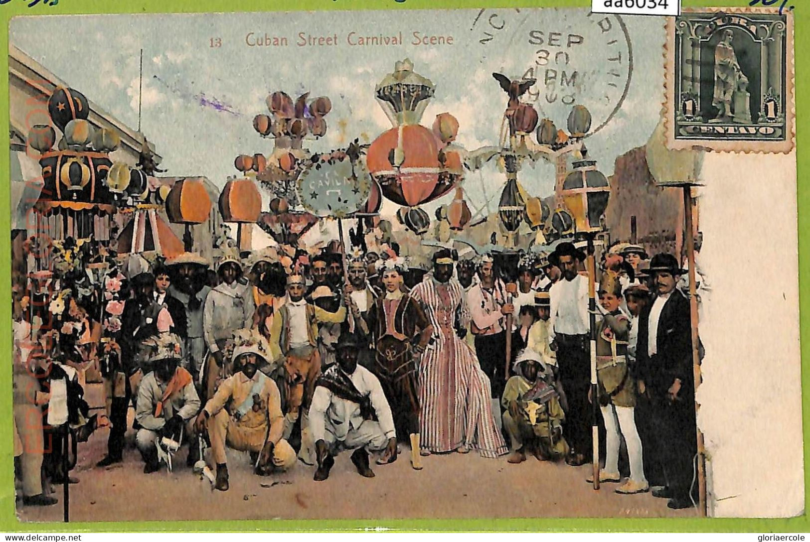 Aa6034 -  CUBA - Vintage Postcard - Carnival Scene - 1908 - Cuba