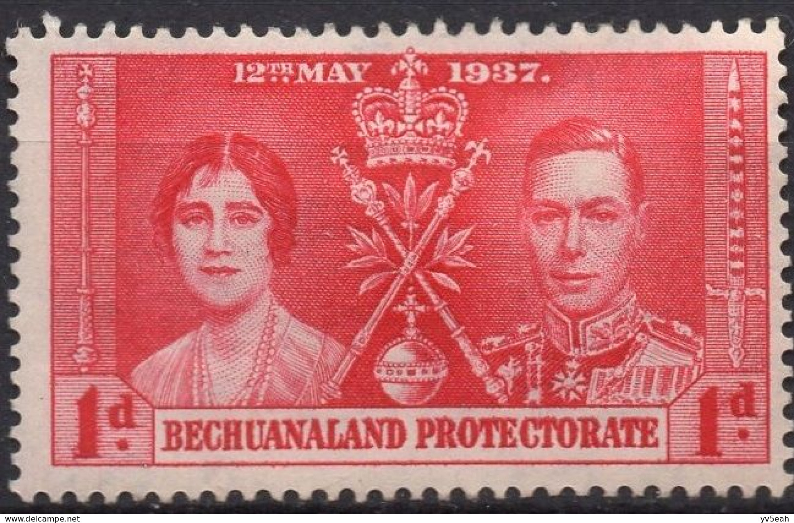 BECHUANALAND PROTECTORATE/1937/MNG/SC#121/CORONATION OF KING GEORGE VI & ELIZABETH / KGVI / ROYALTY / 1p CARMINE - 1885-1964 Protectorat Du Bechuanaland