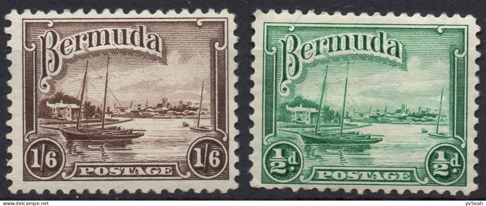 BERMUDA/1936-40/MH/SC#105, 114/ HAMILTON HARBOUR / PICTORICAL / PARTIAL SET - Bermudes