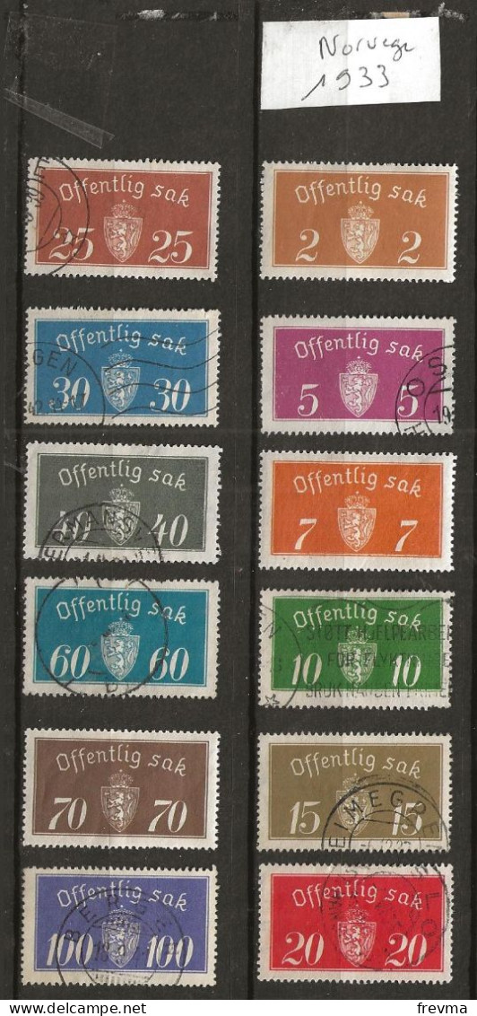 Timbre Norvege 3 Neuf Et 9 Oblitéré Serie Complete Année 1933 - Oblitérés