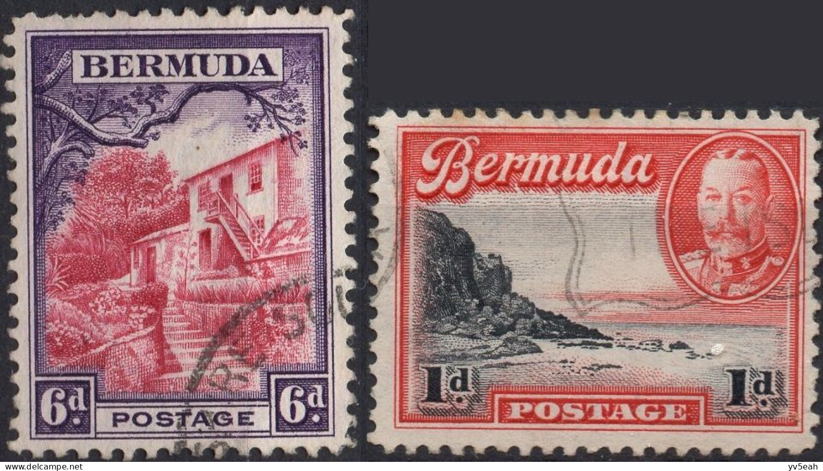 BERMUDA/1936-40/USED/SC#106, 112/ ARCHITECTURE/PICTORIAL/ KING GEORGE V/ KGV/ PARTIAL SET - Bermudes