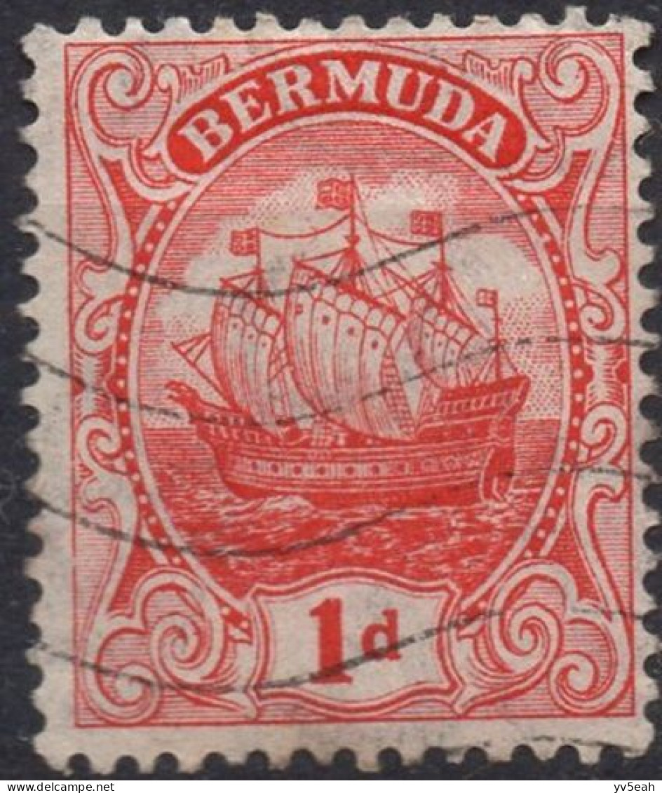 BERMUDA/1910-24/USED/SC#42/CARAVEL / SHIPS /BOATS / 1p RED - Bermudes