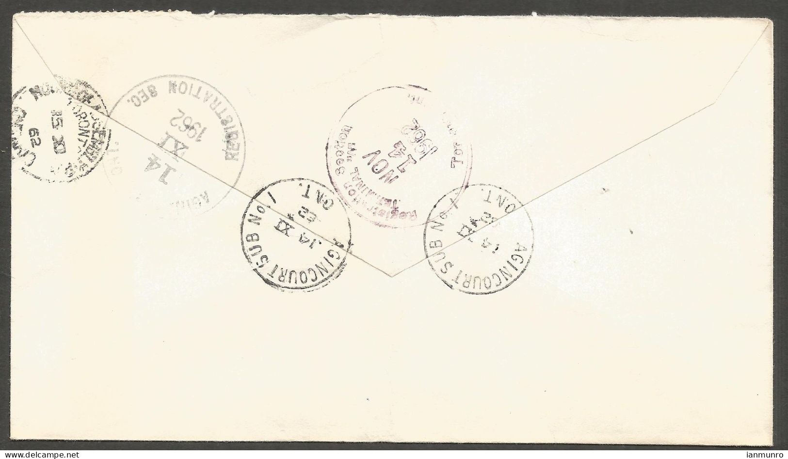 1962 Registered Cover 24c Wilding/Kayak CDS Agincourt Sub No 1 Ontario To Toronto - Postgeschiedenis