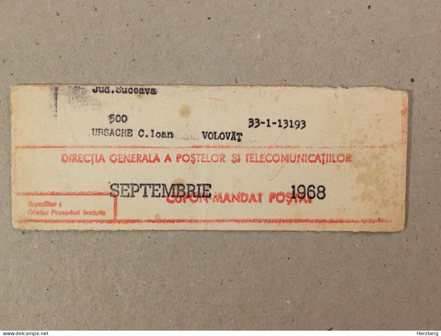 Romania Rumanien Roumanie - Cupon Mandat Postal Coupon Mandate Postauftrag - Suceava 1968 - Brieven En Documenten