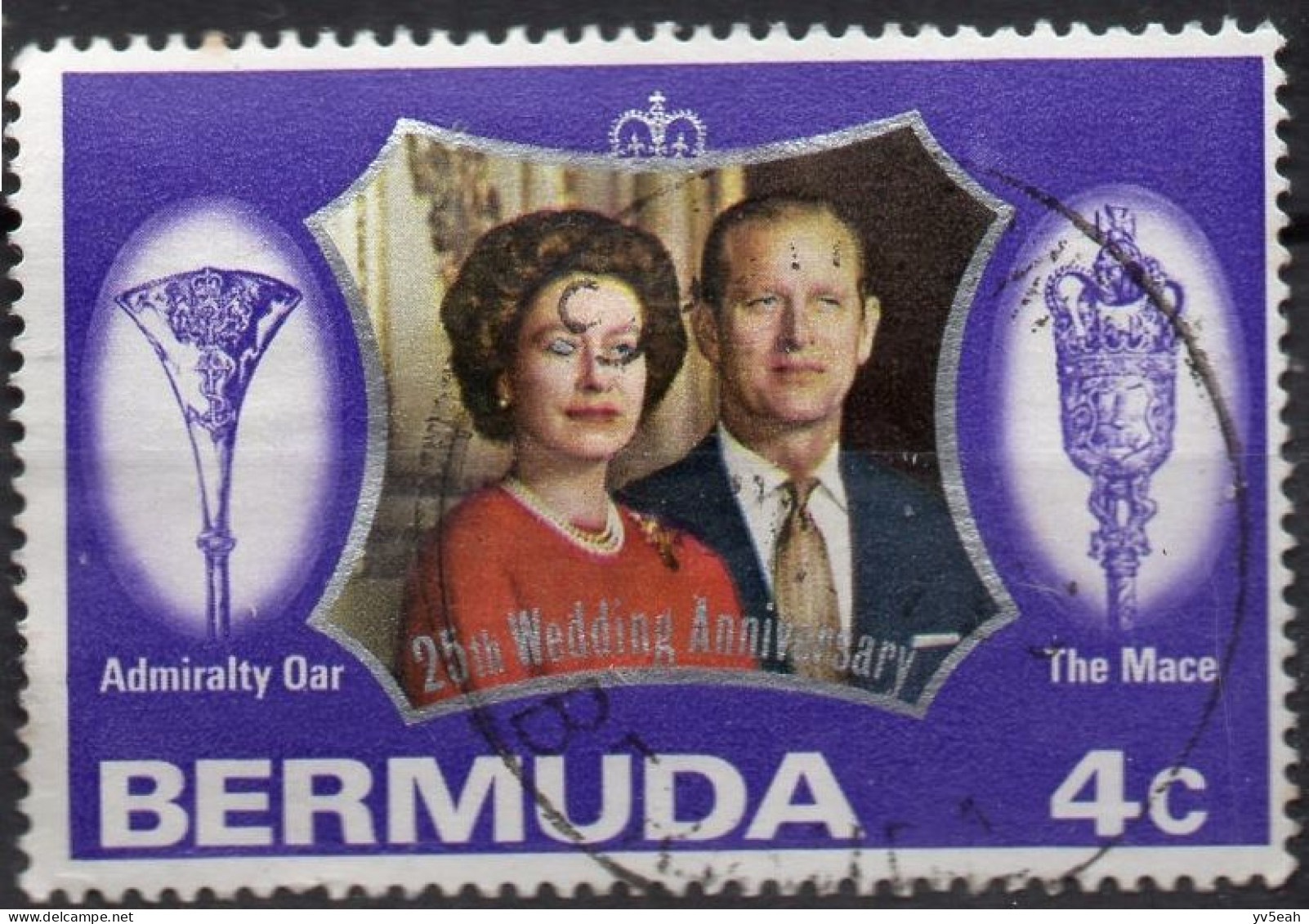 BERMUDA/1972/USED/SC#296/QUEEN ELIZABETH II /QEII / 25TH. WEDDING ANNIV. /4c - Bermudes