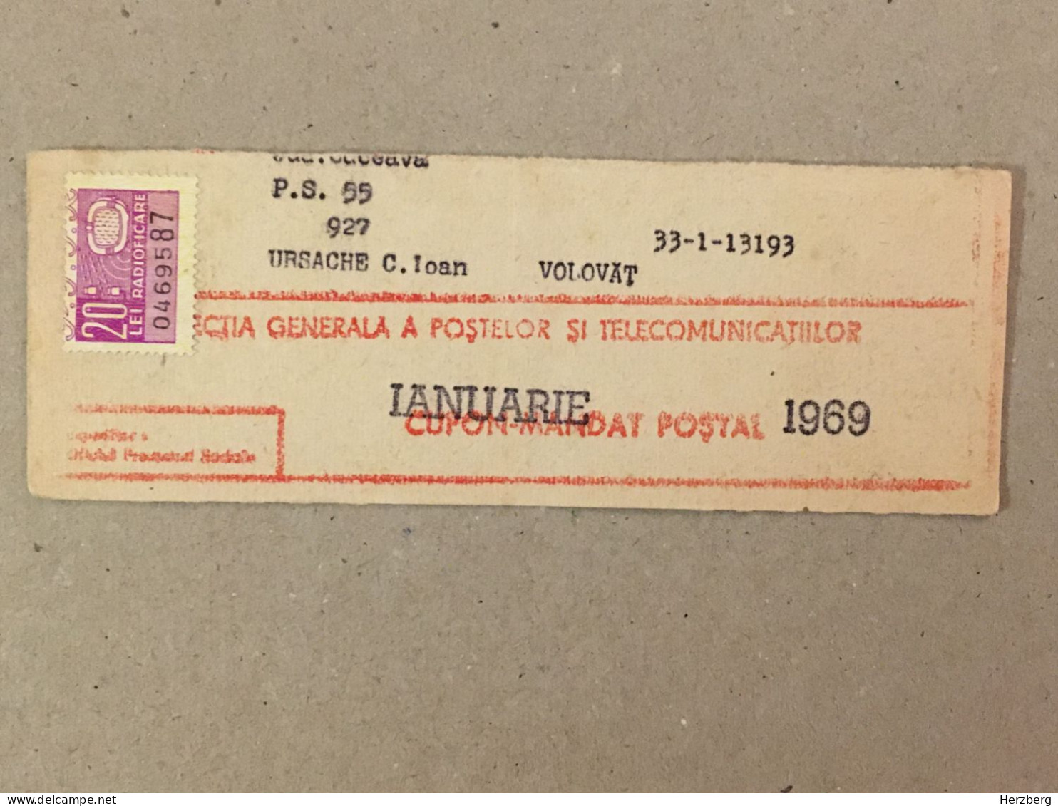 Romania Rumanien Roumanie - Cupon Mandat Postal Coupon Mandate Postauftrag - Suceava 1969 Radio Wire Broadcasting Stamp - Brieven En Documenten
