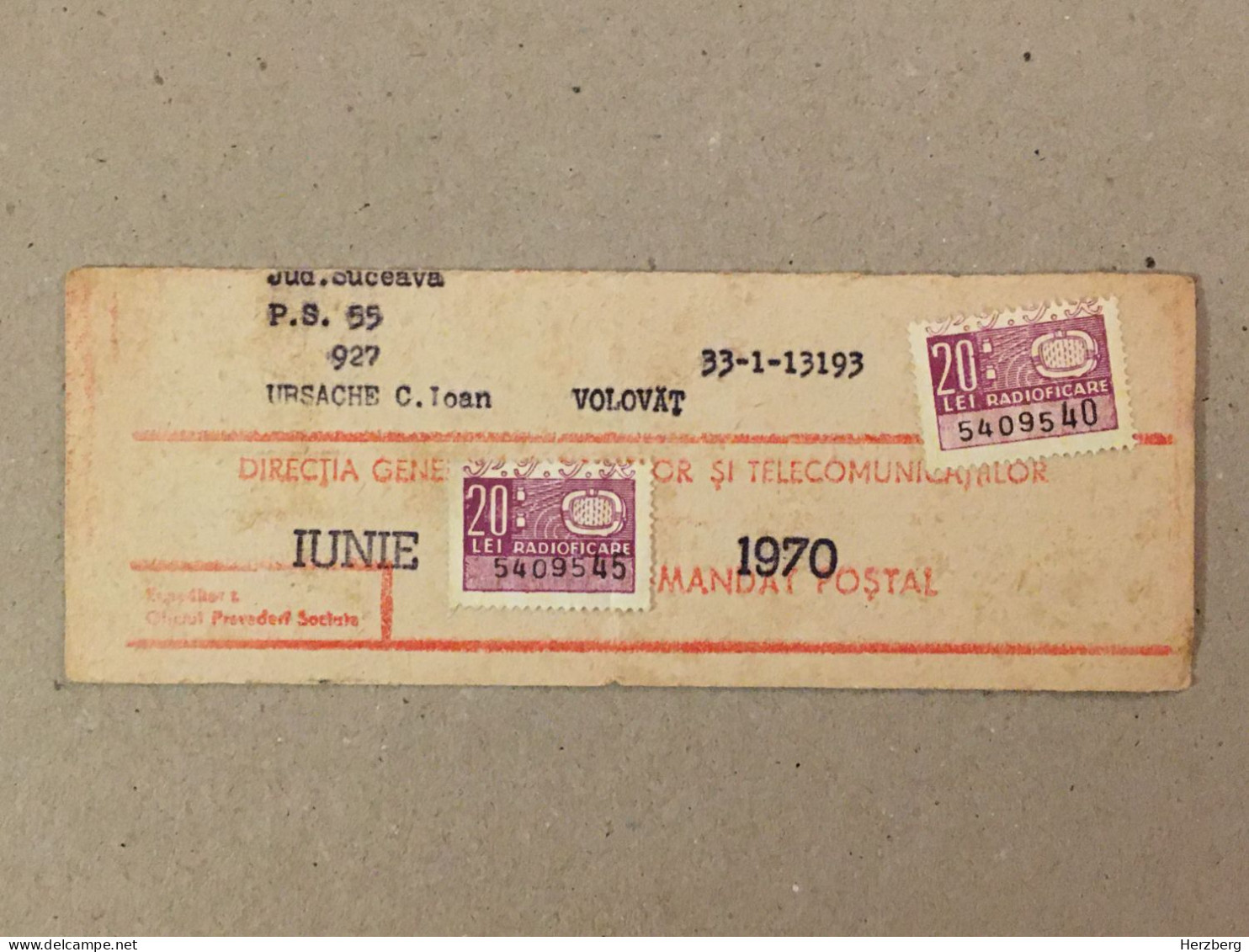 Romania Rumanien Roumanie - Cupon Mandat Postal Coupon Mandate Postauftrag - Suceava 1970 Wire Broadcasting Radio Stamp - Lettres & Documents