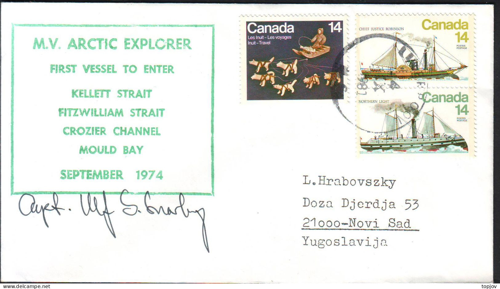 CANADA - M.V. ARCTIC EXPLORER - 1974 - Estaciones Científicas Y Estaciones Del Ártico A La Deriva