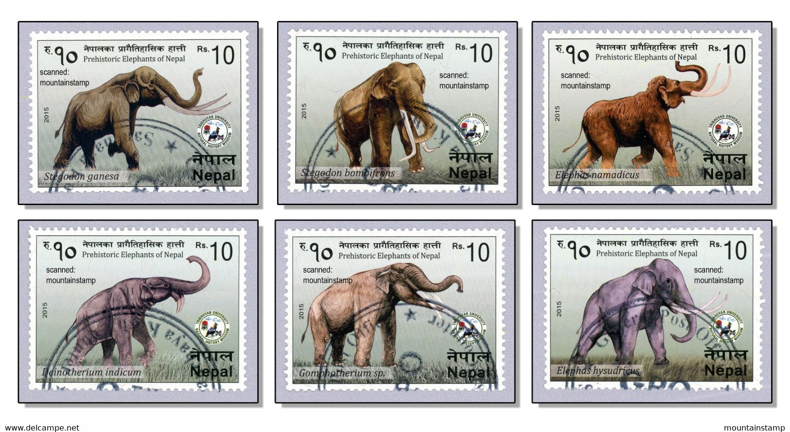 Nepal 2015 (8) Prehistoric Elephants Elephant Elephantidae Elefanten, 6v Localls Used With Gum - Nepal