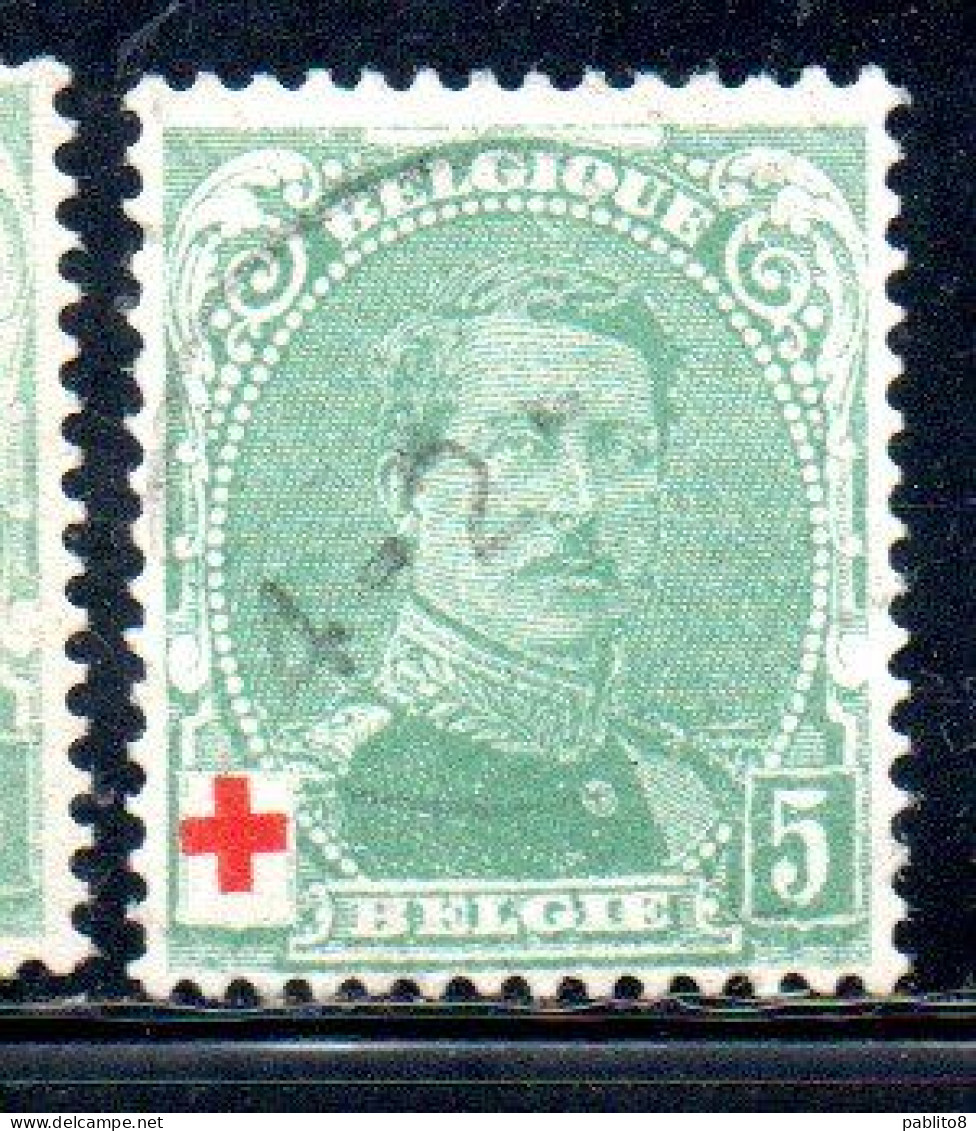 BELGIQUE BELGIE BELGIO BELGIUM 1915 KING ROI ALBERT I RED CROSS CROIX ROUGE 5c USED OBLITERE' USATO - 1914-1915 Red Cross