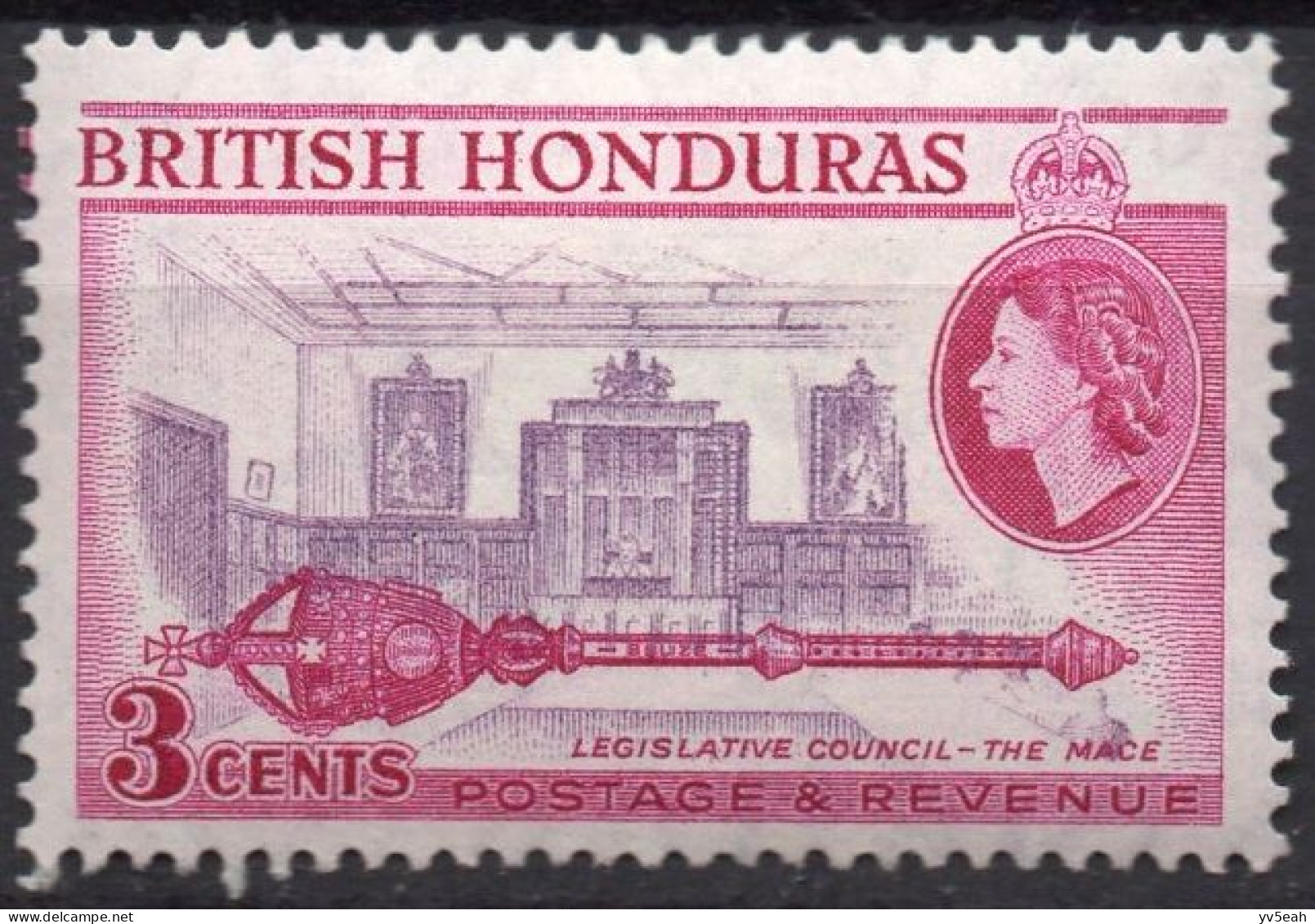 BRITISH HONDURAS/1953-57/MH/SC#146/QUEEN ELIZABETH II / QEII / 3p LEGISLATIVE COUNCIL / THE MACE - Honduras Británica (...-1970)