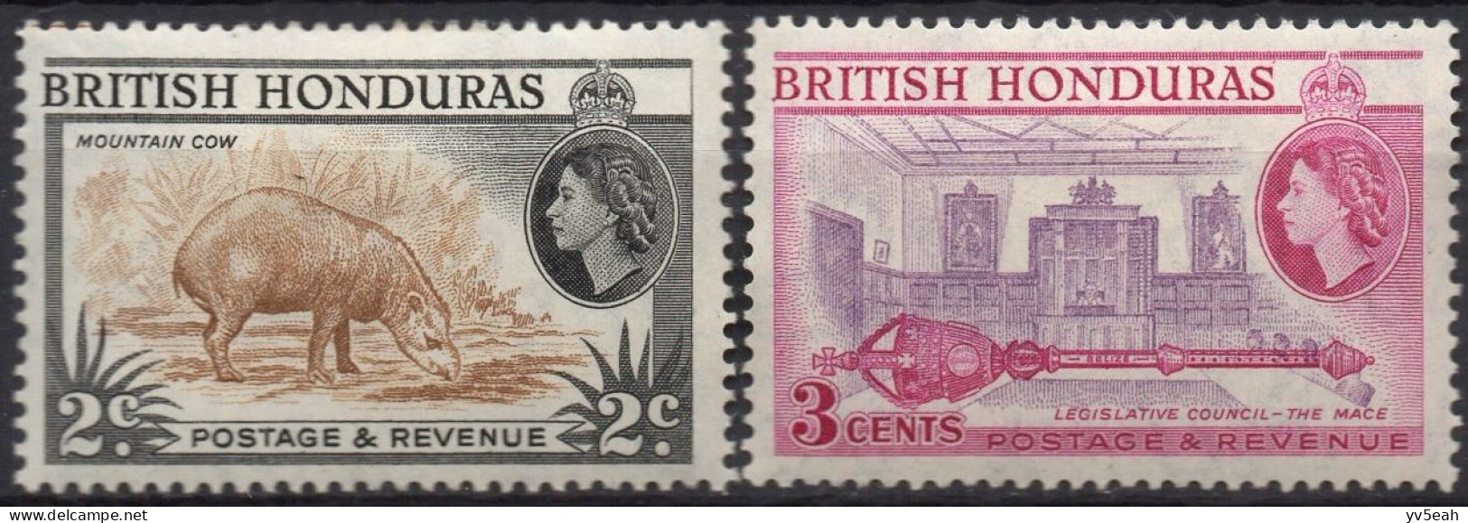 BRITISH HONDURAS/1953-57/MH/SC#145-6/QUEEN ELIZABETH II / QEII / SHORT SET - Honduras Británica (...-1970)