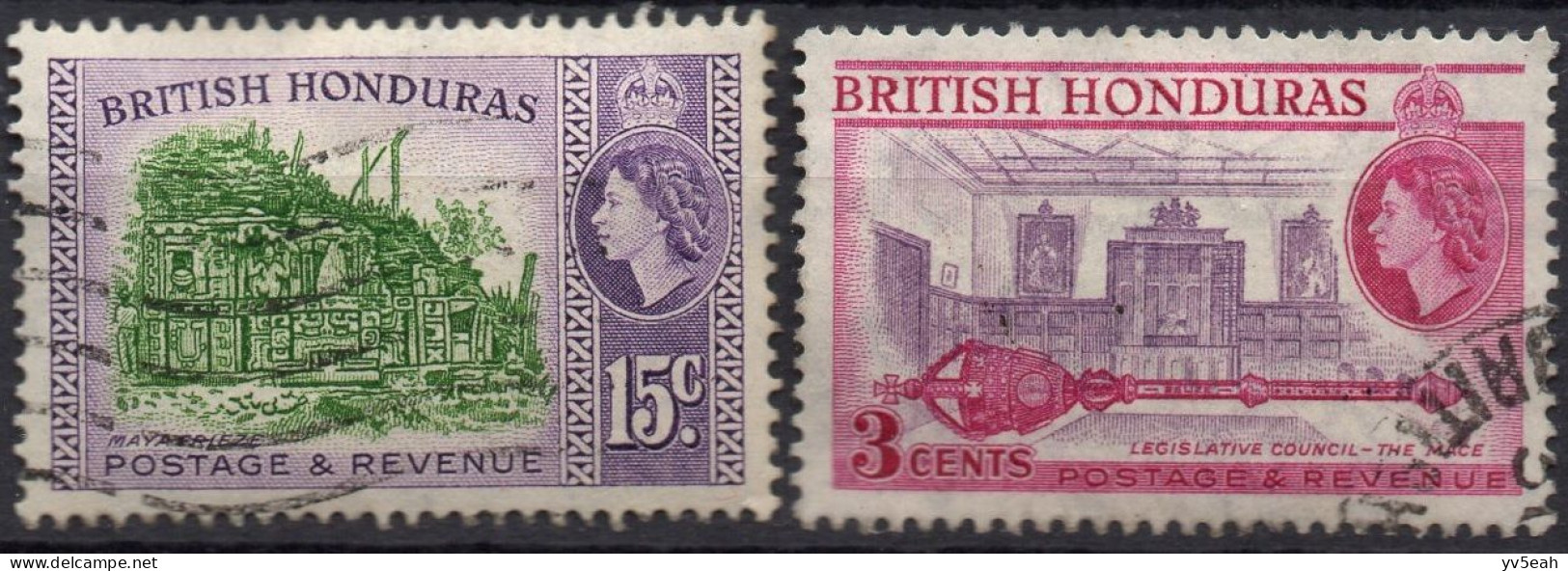 BRITISH HONDURAS/1953-57/USED/SC#146a, 150/QUEEN ELIZABETH II / QEII / SHORT SET - Honduras Británica (...-1970)