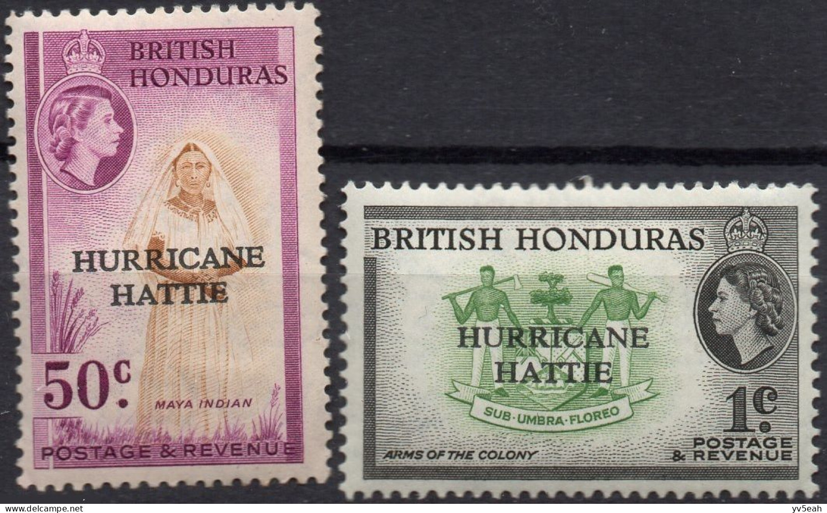 BRITISH HONDURAS/1962/MH/SC#163, 166/ QUEEN ELIZABETH II / QEII / HURRICANE HATTIE / SHORT SET - Honduras Britannico (...-1970)