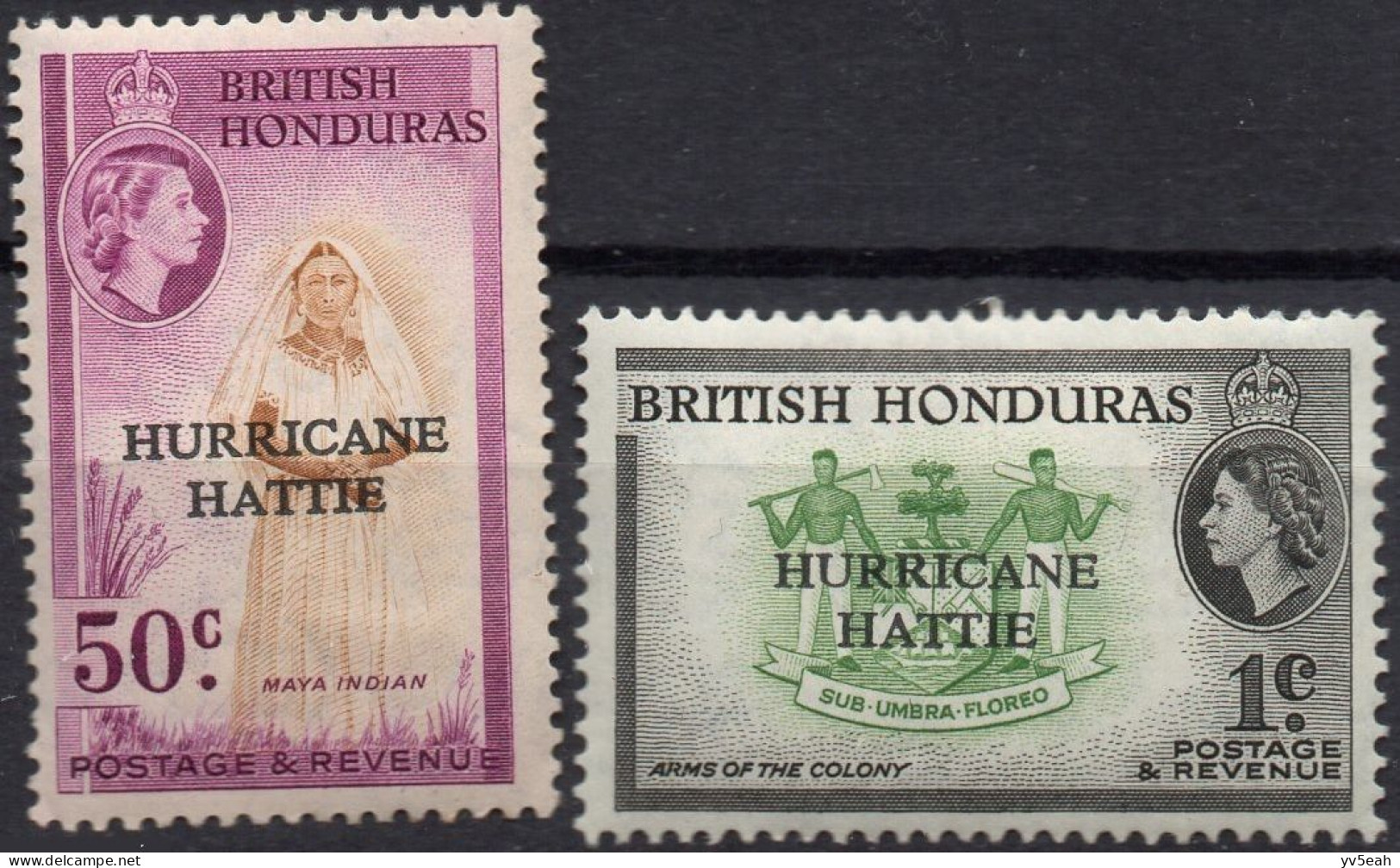 BRITISH HONDURAS/1962/MH/SC#163, 166/ QUEEN ELIZABETH II / QEII / HURRICANE HATTIE / SHORT SET - British Honduras (...-1970)
