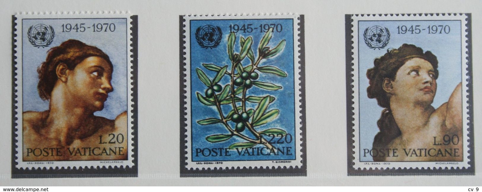 Adam And Eve, Olive, Tree, 25 Years UNO 1970 Mi 569-571 Yv 510-512 POSTFRIS / MNH / ** VATICANO VATICAN VATICAAN - Nuovi