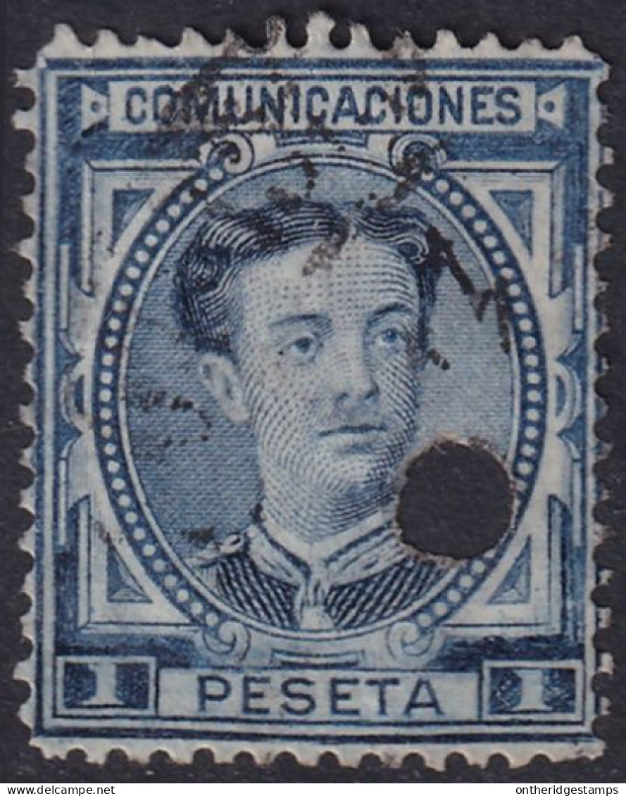 Spain 1876 Sc 228 España Ed 180T Telegraph Punch (taladrado) Cancel - Telegramas