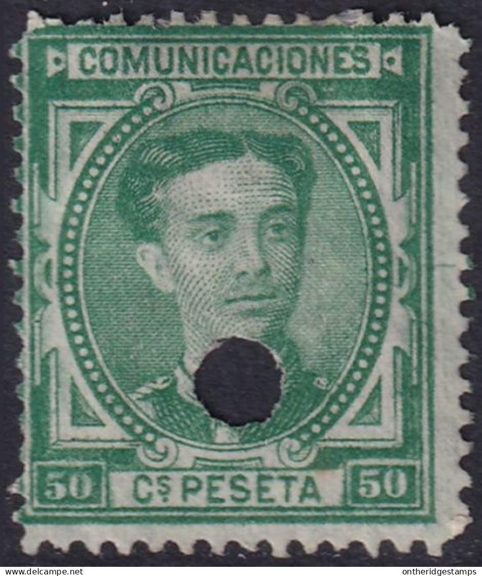 Spain 1876 Sc 227 España Ed 179T Telegraph Punch (taladrado) Cancel - Telegraph