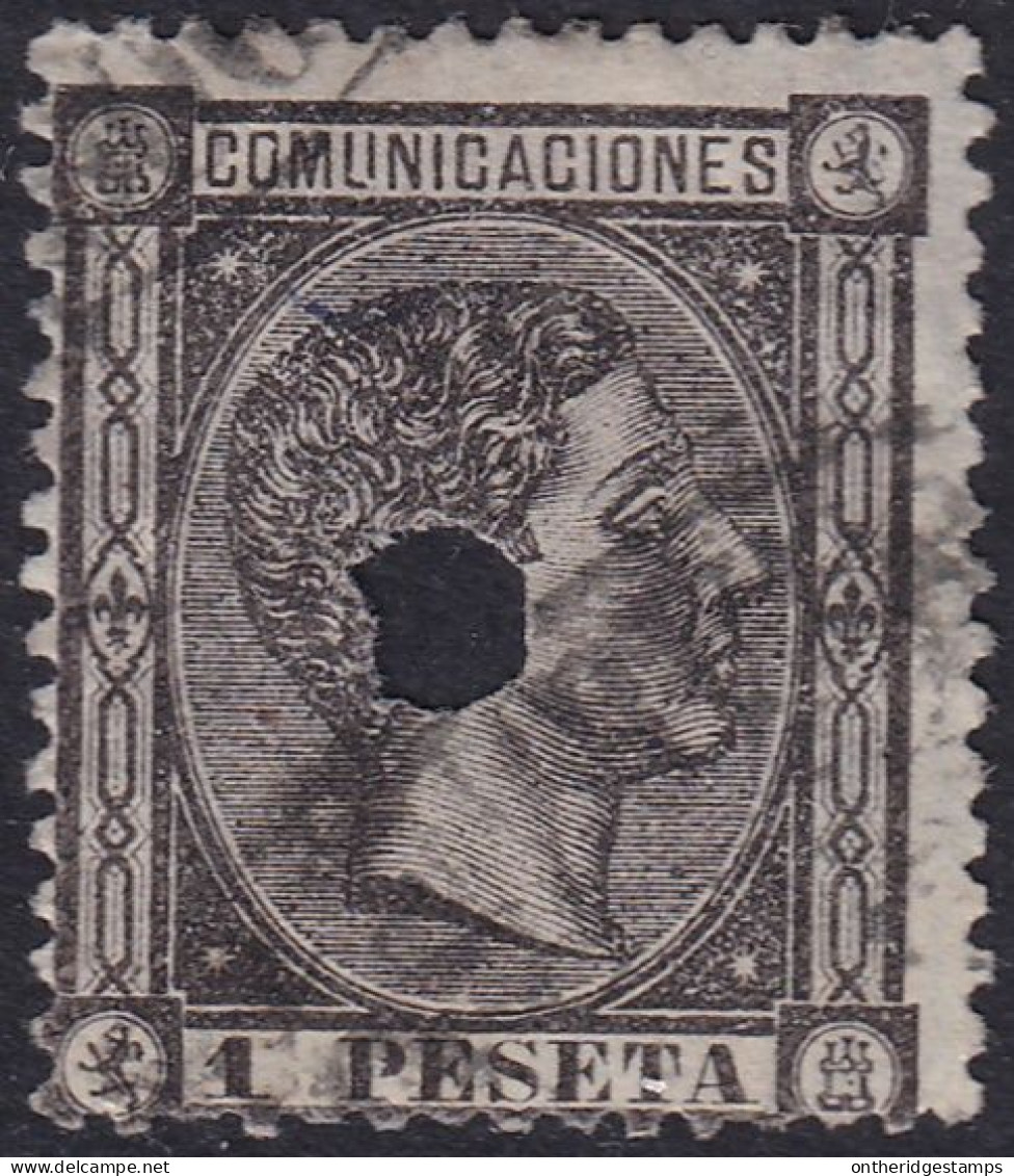 Spain 1875 Sc 219 España Ed 169T Telegraph Punch (taladrado) Cancel - Télégraphe