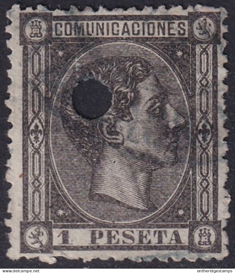 Spain 1875 Sc 219 España Ed 169T Telegraph Punch (taladrado) Cancel - Telegrafen