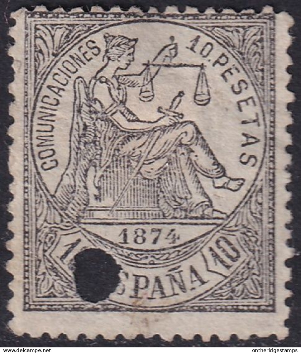 Spain 1874 Sc 210 España Ed 152T Telegraph Punch (taladrado) Cancel - Telegramas