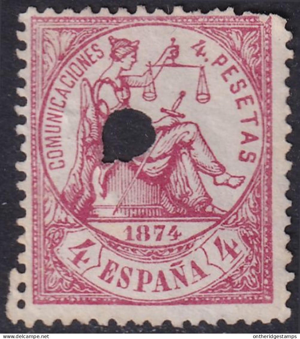 Spain 1874 Sc 209 España Ed 151T Telegraph Punch (taladrado) Cancel - Telegramas