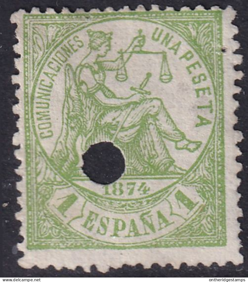 Spain 1874 Sc 208 España Ed 150T Telegraph Punch (taladrado) Cancel - Telegrafen