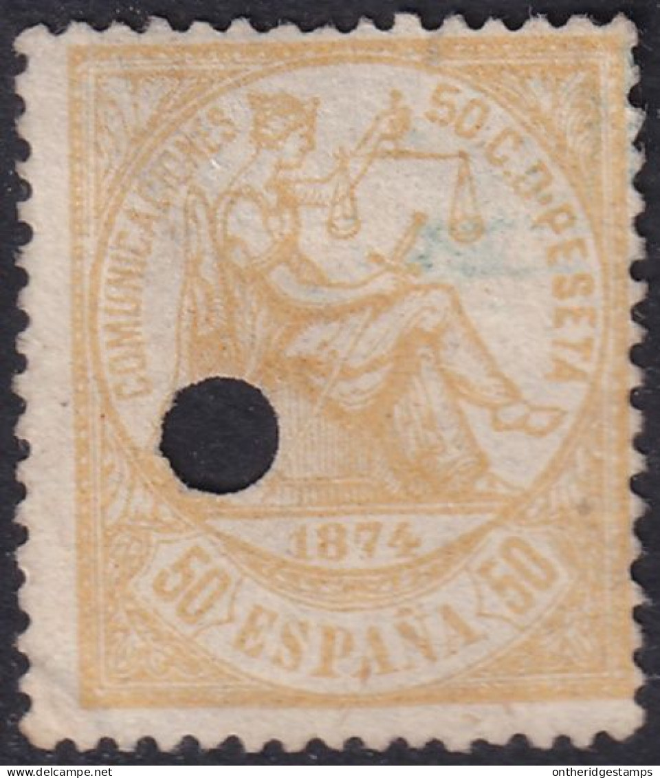 Spain 1874 Sc 207 España Ed 149T Telegraph Punch (taladrado) Cancel - Telegrafen
