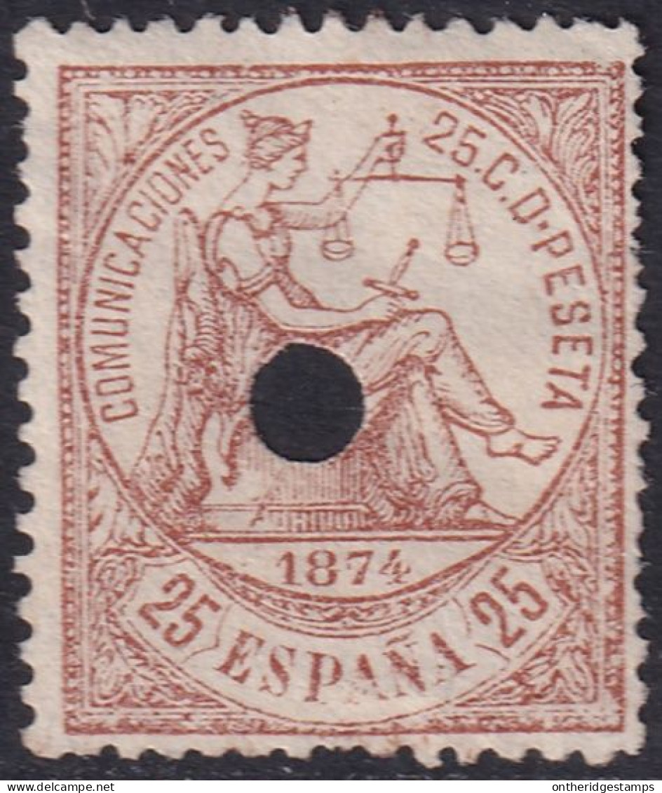 Spain 1874 Sc 205 España Ed 147T Telegraph Punch (taladrado) Cancel - Télégraphe