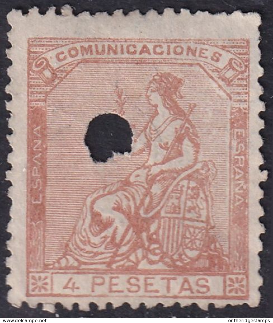 Spain 1873 Sc 199 España Ed 139T Telegraph Punch (taladrado) Cancel - Telegramas