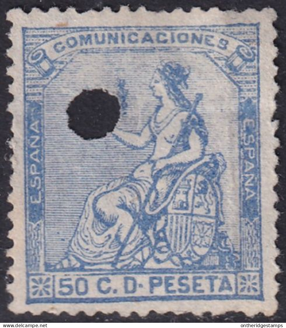 Spain 1873 Sc 197 España Ed 137T Telegraph Punch (taladrado) Cancel - Telegramas