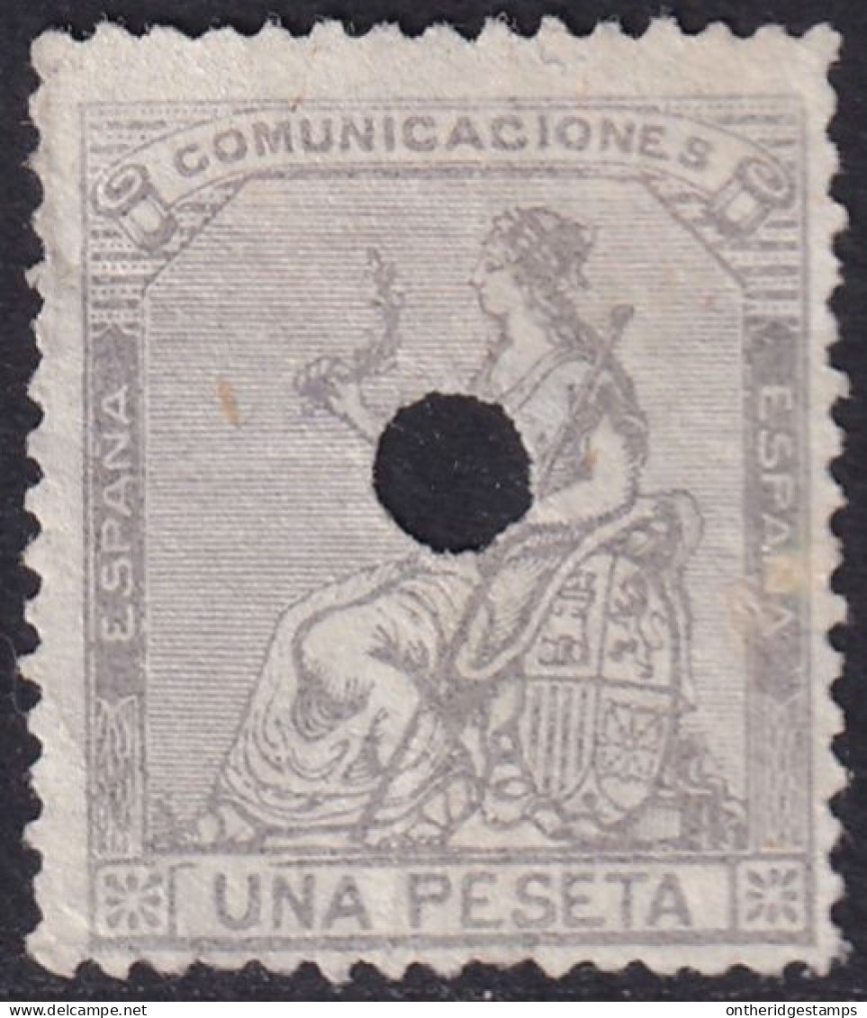 Spain 1873 Sc 198b España Ed 138T Telegraph Punch (taladrado) Cancel Small Thin - Telegrafi