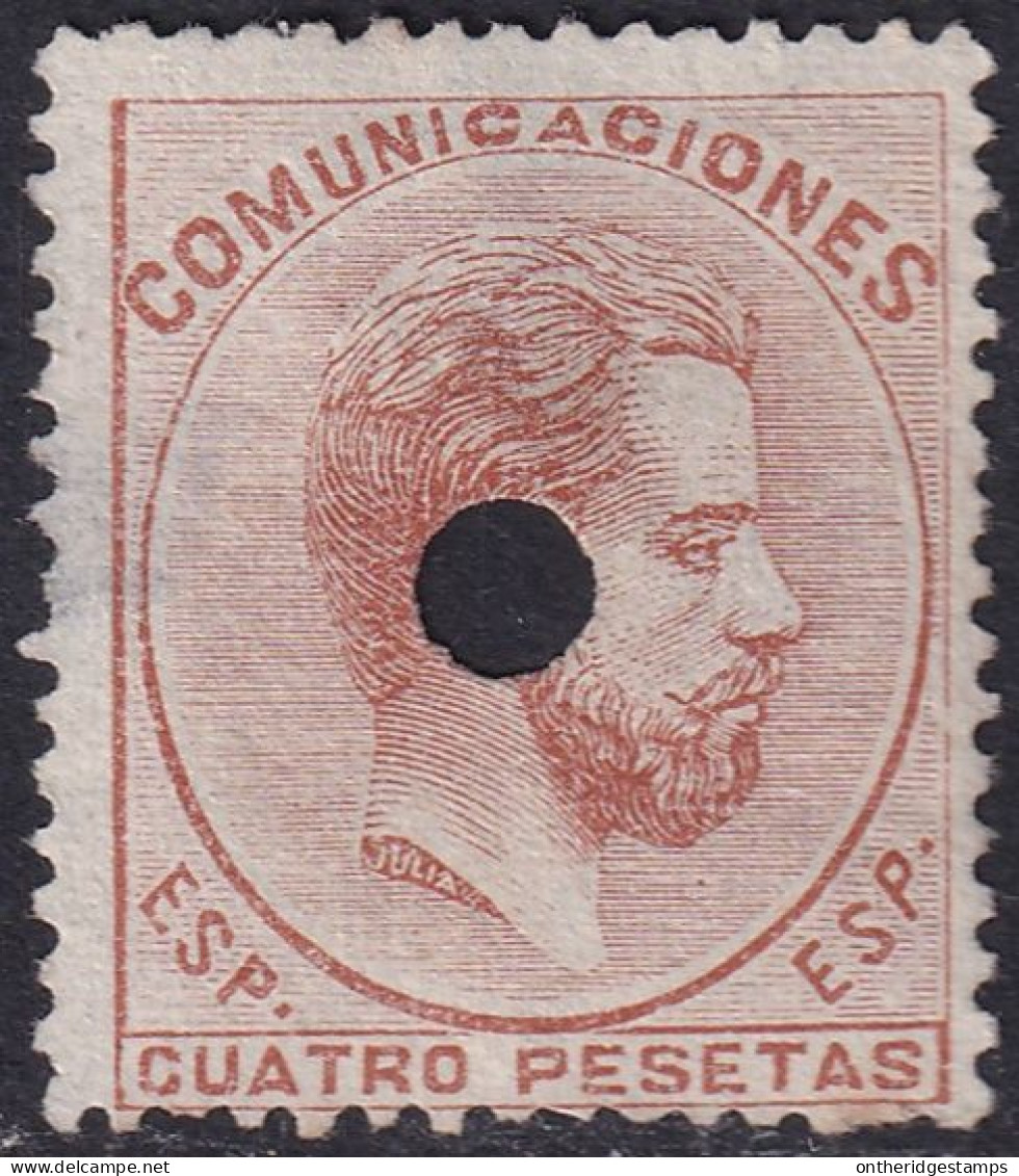 Spain 1872 Sc 188 España Ed 128T Telegraph Punch (taladrado) Cancel Thin At Side - Telegramas