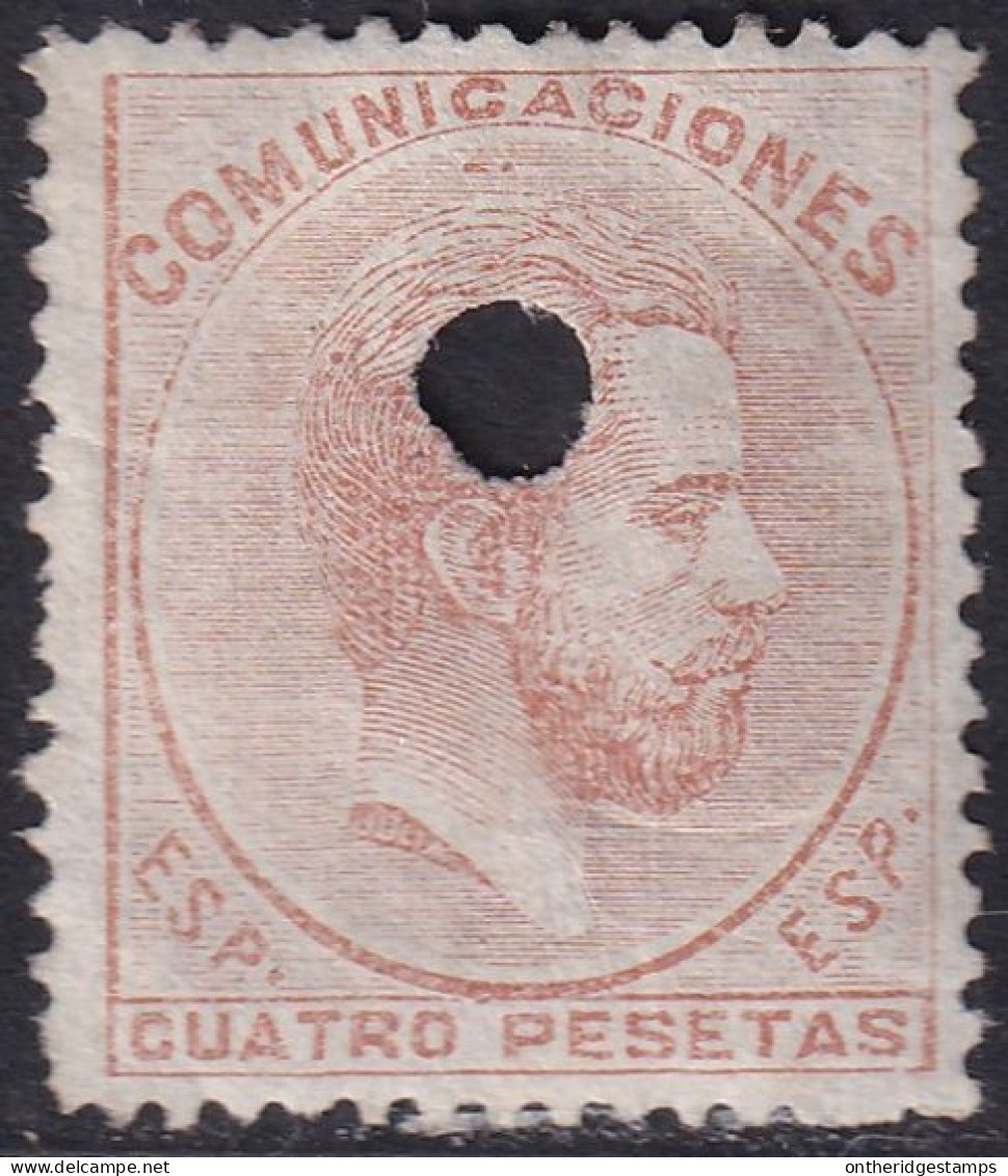 Spain 1872 Sc 188 España Ed 128T Telegraph Punch (taladrado) Cancel - Telegraph