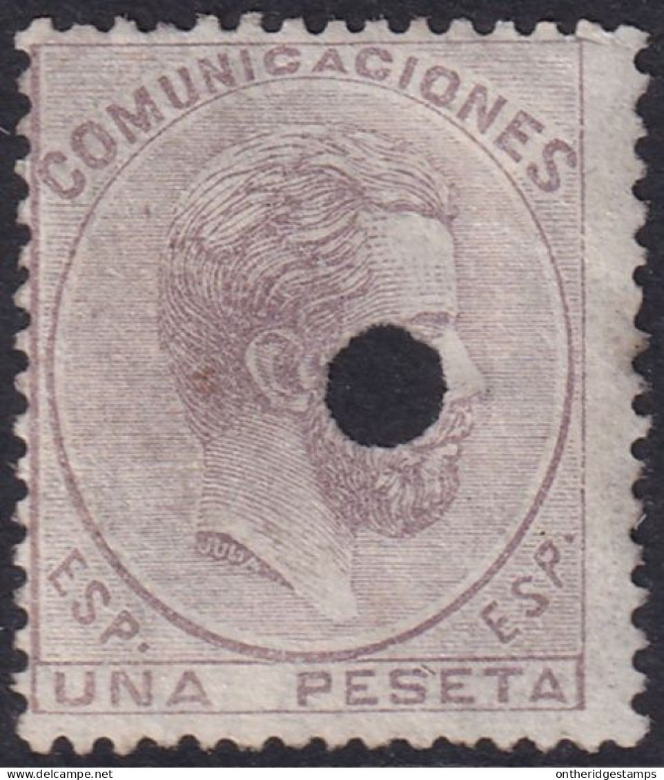 Spain 1872 Sc 187 España Ed 127T Telegraph Punch (taladrado) Cancel - Telegrafi