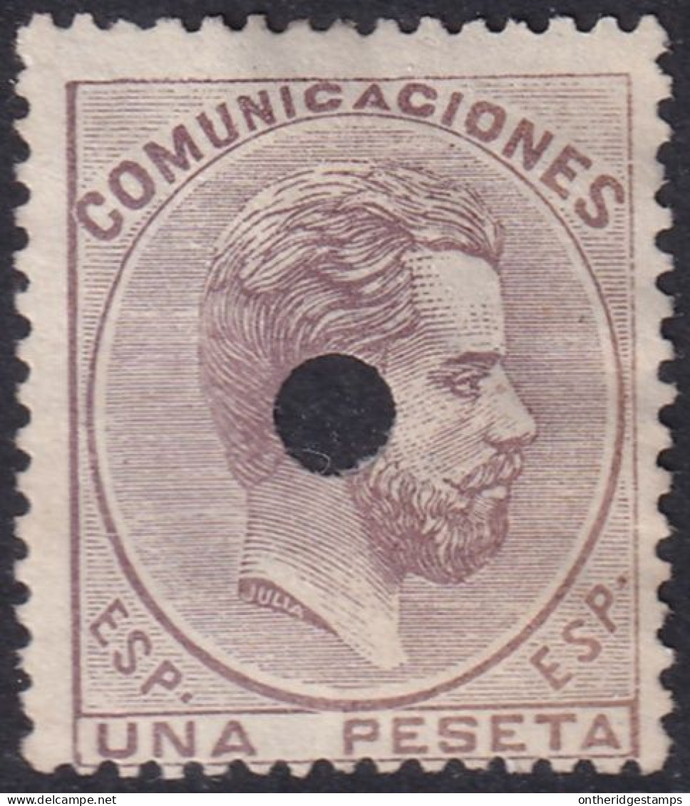 Spain 1872 Sc 187 España Ed 127T Telegraph Punch (taladrado) Cancel - Telegrafen