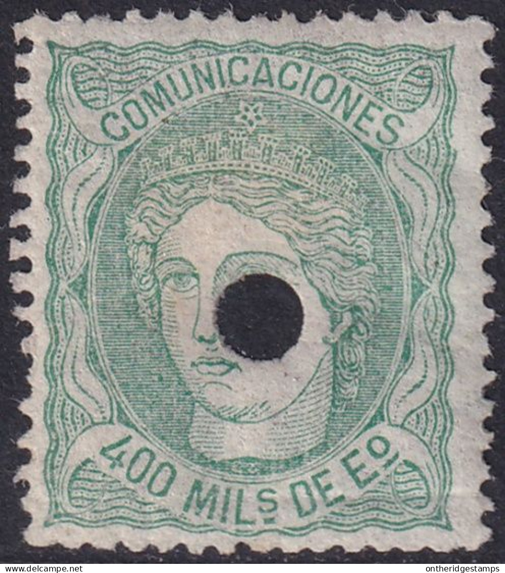 Spain 1870 Sc 169 España Ed 110T Telegraph Punch (taladrado) Cancel - Telegrafi