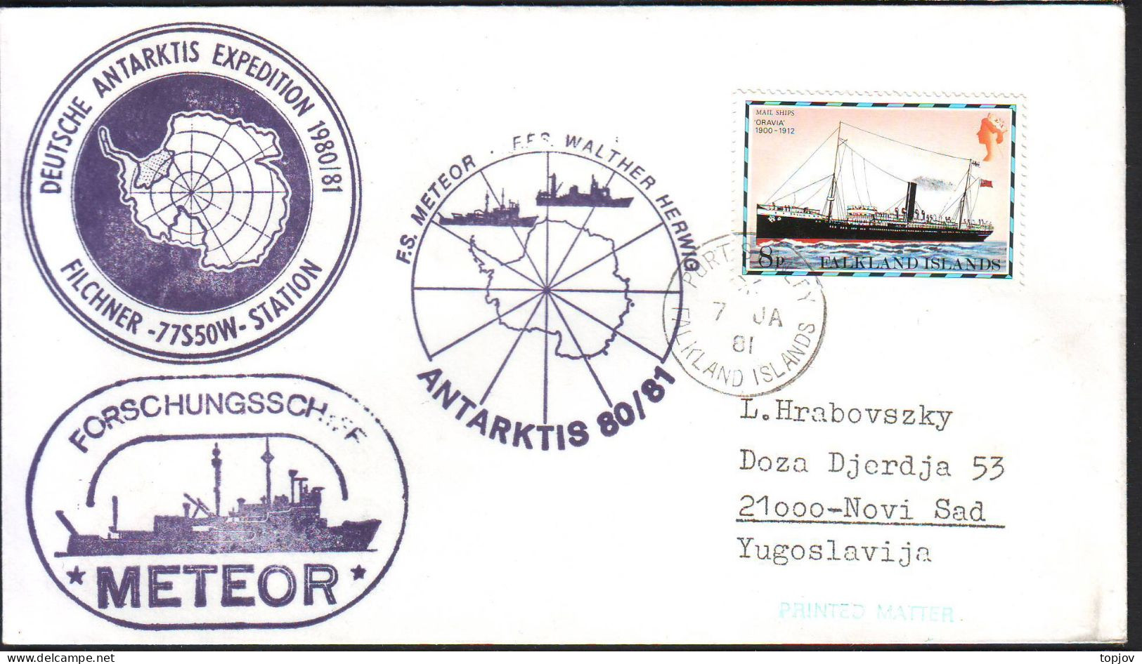 FALKLAND ISL. - DEUTSCHE ANT. EXPEDITION.- FILCHNER STATION - ,F.S. METEOR - 1981 - Bases Antarctiques