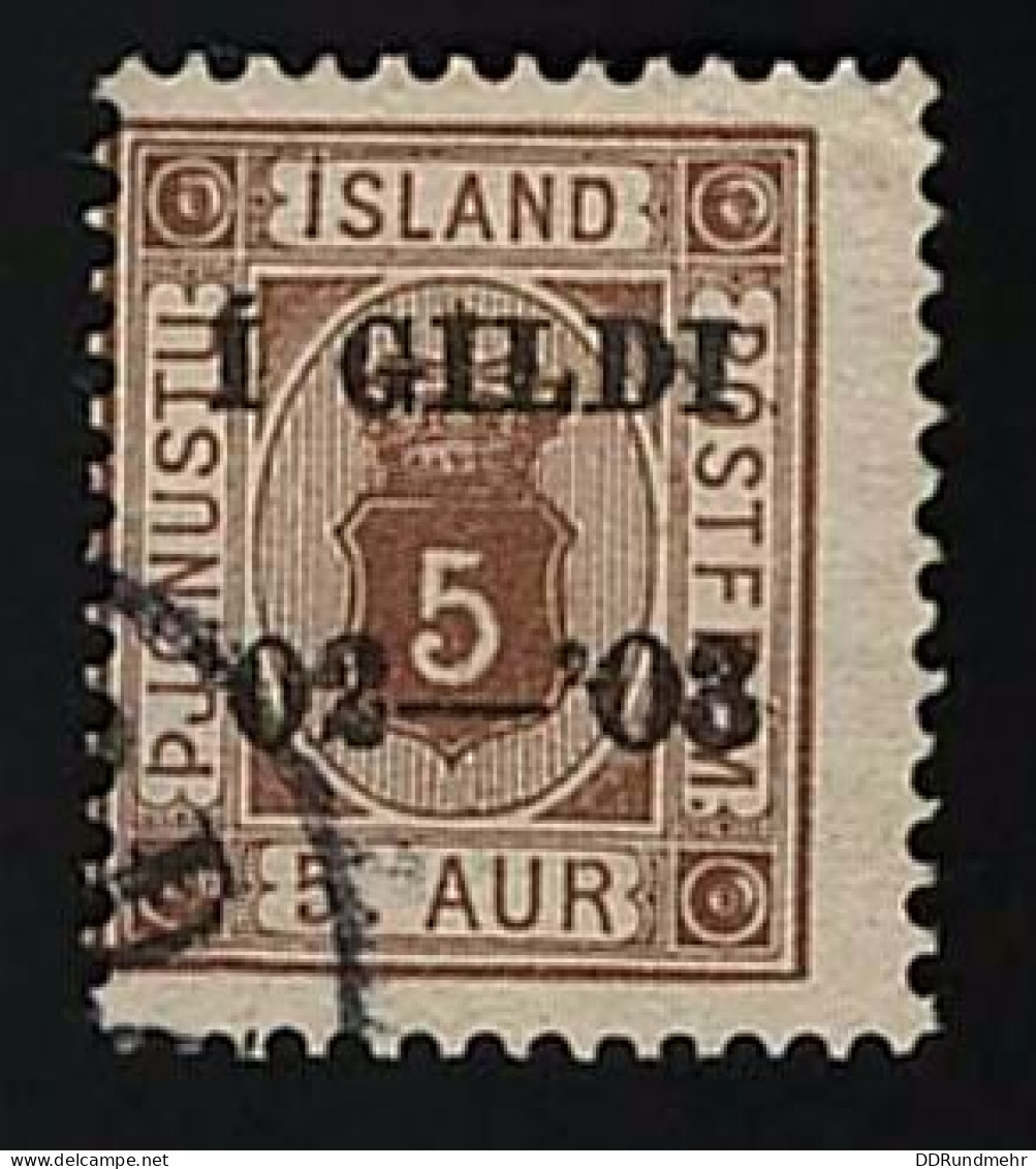 1902 Gildi Michel IS D12B Stamp Number IS O22 Yvert Et Tellier IS S12(A) Stanley Gibbons IS O96 Used - Gebruikt