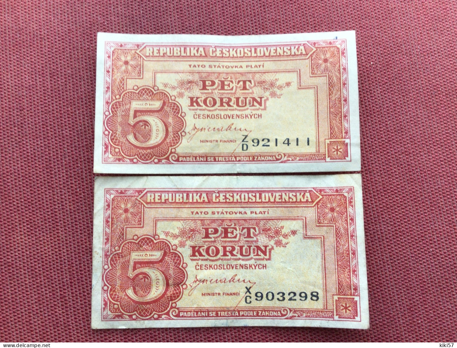 TCHÉCOSLOVAQUIE Lot De 2 Billets - Tchécoslovaquie