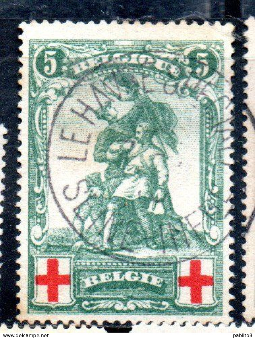 BELGIQUE BELGIE BELGIO BELGIUM 1914 MERODE MONUMENT RED CROSS CROIX ROUGE 5c USED OBLITERE' USATO - 1914-1915 Red Cross