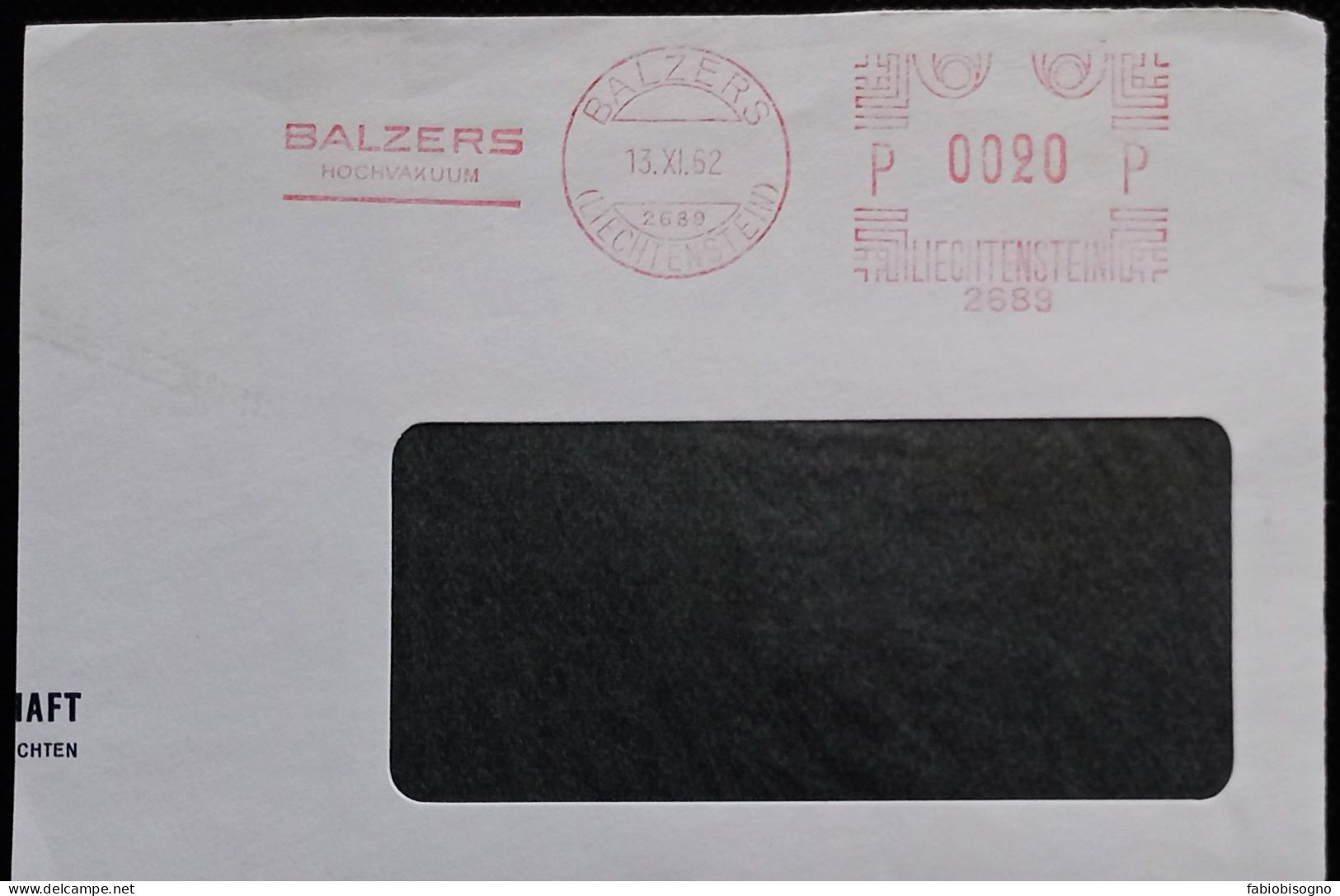 Liechtenstein 1962 -Balzers Hochvakuum - Fragment EMA Meter Freistempel Affrancatura Meccanica - Máquinas Franqueo (EMA)