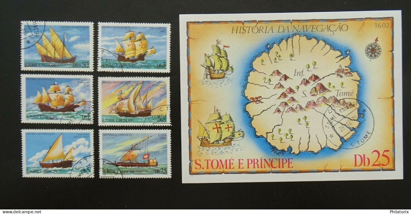 Sao Tome Und Principe Mi 598-603 + Block 38 , Schiffe , Gestempelt - Sao Tome Et Principe